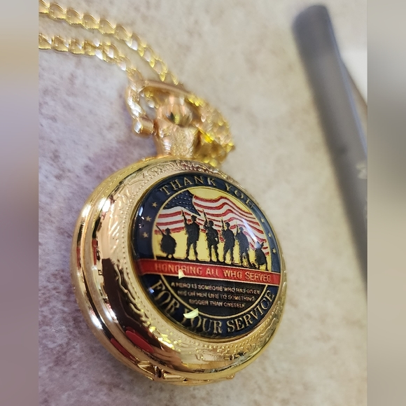 New military Vet veteran thank you for your service quartz pocket watch - Picture 2 of 5